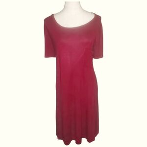🦋Try!This Plus Size Cranberry Red Pocket Tee Dress